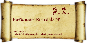 Hofbauer Kristóf névjegykártya