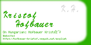 kristof hofbauer business card